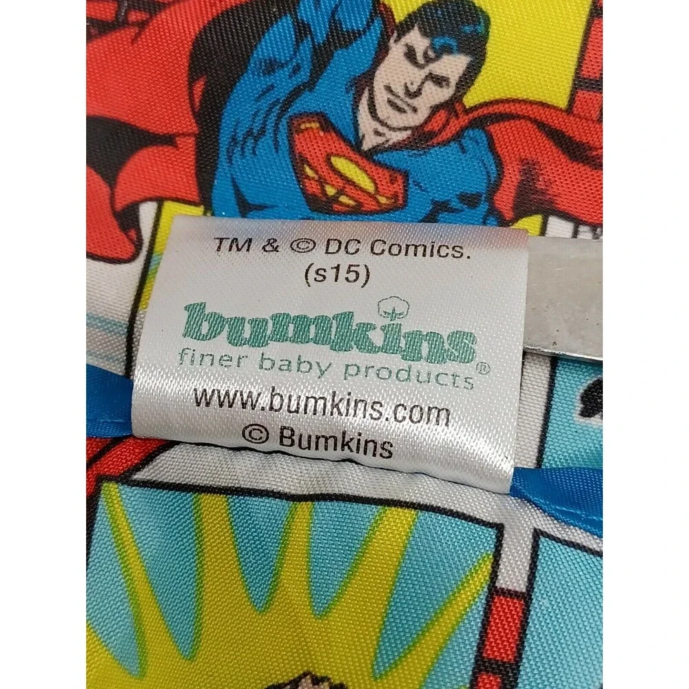 Vtg Bumkins Superman bib With Pockets kids boys girls Long Sleeve
